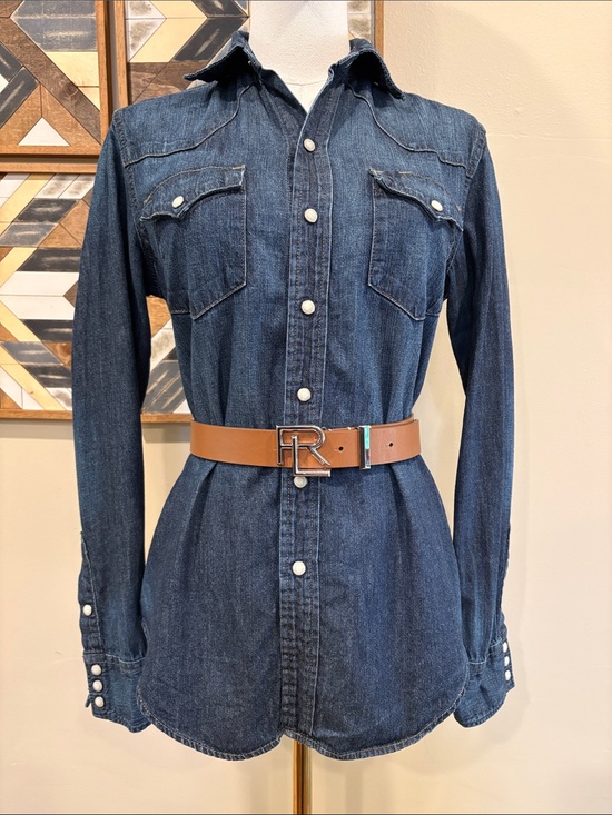 Ralph Lauren Tops - Vintage Ralph Lauren Sport Indigo Denim Pearl Snap Western Top size 4